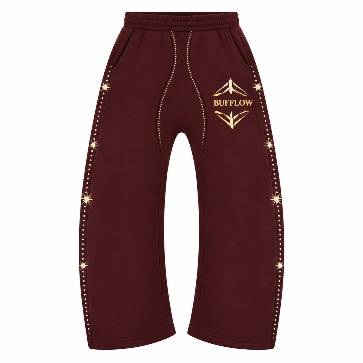 BUFFLOW Taşlı Oversize Eşofman Altı (Bordo)