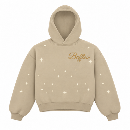 BUFFLOW Taşlı Oversize Sweatshirt (Bej)