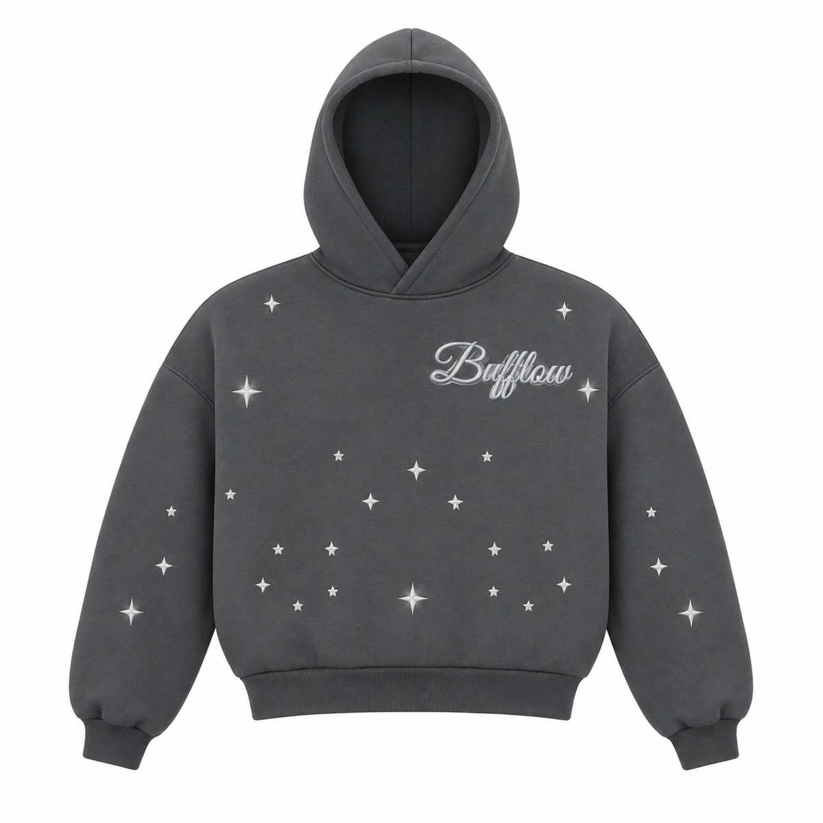 BUFFLOW Taşlı Oversize Sweatshirt (Gri)