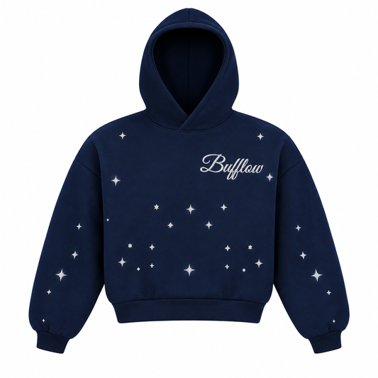 BUFFLOW Taşlı Oversize Sweatshirt (Lacivert)