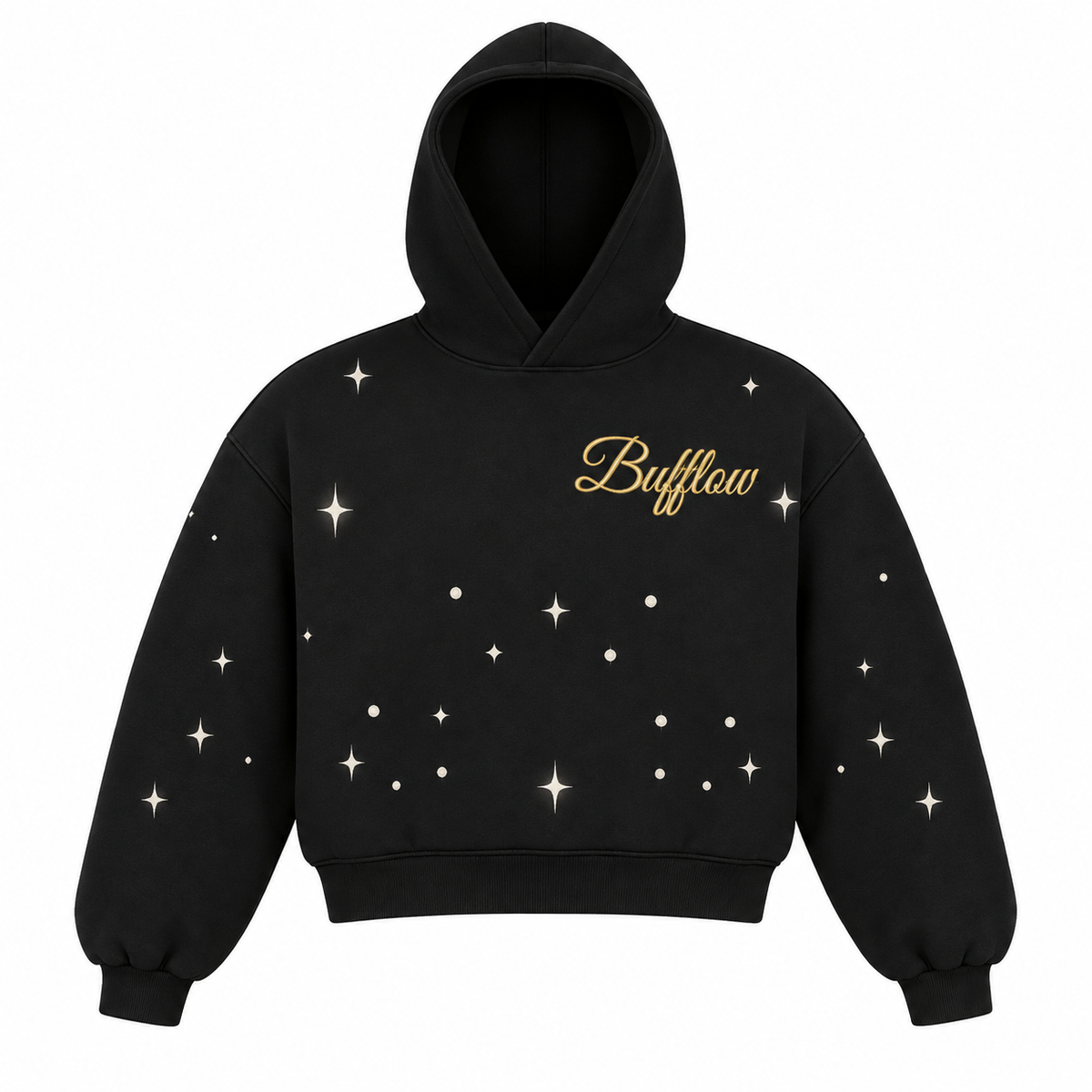 BUFFLOW Taşlı Oversize Sweatshirt (Siyah)